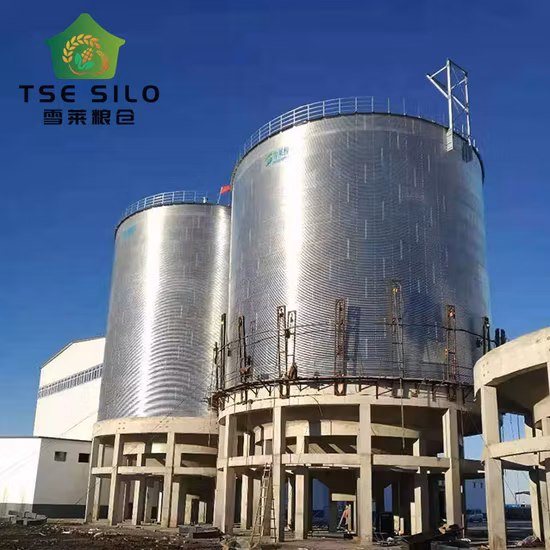 Silo a fondo piatto per cereali con acqua calda